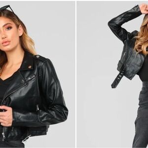 Fashion Nova Black faux Leather Jacket with Asymmetrical Zipper